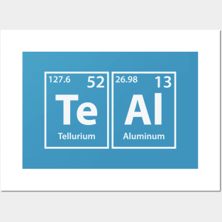 Teal (Te-Al) Periodic Elements Spelling Posters and Art